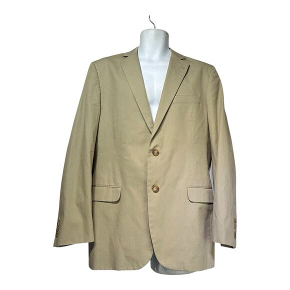 Brooks Brothers 1818 Fitzgerald Two Button Blazer Jacket Mens Size 40R Tan - Picture 1 of 16